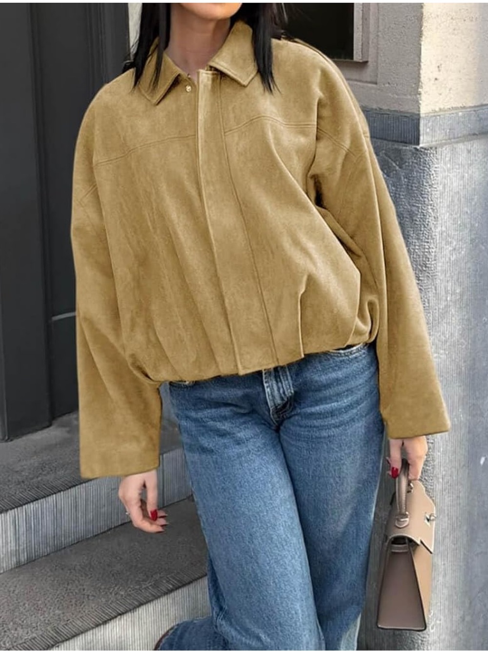 NWT 🤎 Suede Bubble Oversized Jacket - Picture 5 of 14